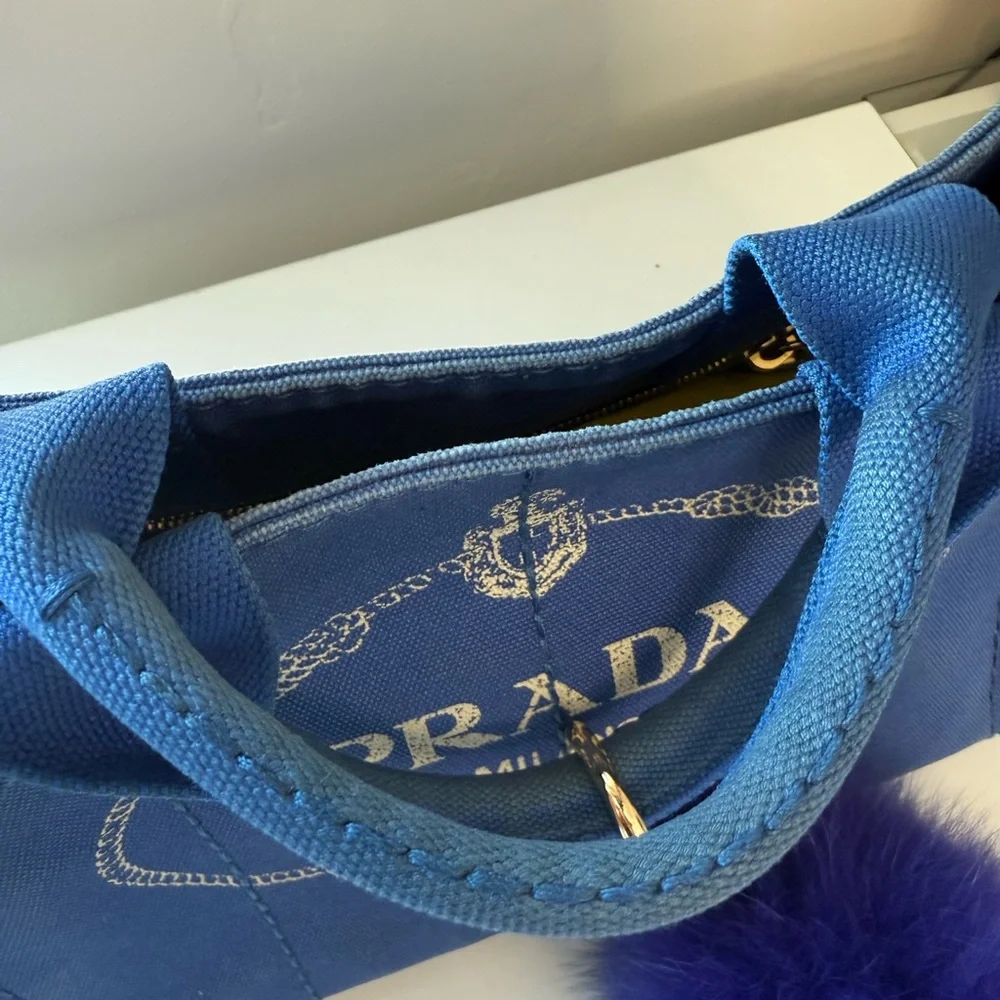 Prada Royal Blue Canvas Tote - Picture 3 of 12